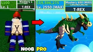 Beating Blox Fruits as X Drake using T-Rex! Lvl 0 to Max Lvl Noob to Pro in Blox Fruits!