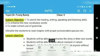 LESSON PLAN FOR PRIMARY CLASS ENGLISH POEM "FUNNY BUNNY" CLASS 2 MARIGOLD FOR DELED BED DPSE LEARNER