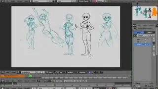 blender grease pencil screencast drawing anime female character