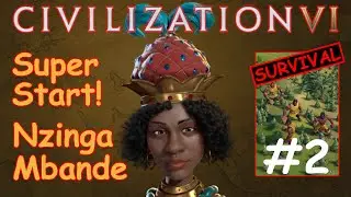 Civilization VI Survival #2: Super Start mit Nzinga Mbande / Kongo (Gottheit / Kontinente / Deutsch)