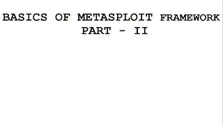 Basics of Metasploit - Part - II