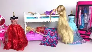 Barbie Cinderella Rapunzel Bedroom Morning Routine Pink Bedroom Barbie Cinderella Rapunzel