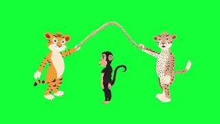 Monkey and tiger green screen cartoon video || free copyright cartoon videos #monkey #tigar #cartoon