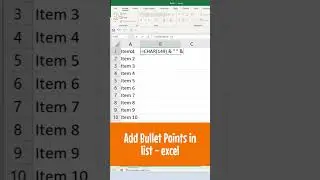 Add bullet points in list-Excel | Advance Excel Formula | MyExcelGeeks