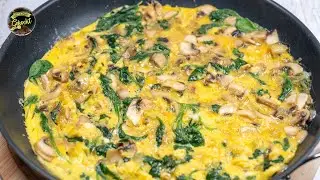 Spinach and mushroom omelette - FAST, DELICIOUS and HEALTHY