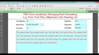 PDF Form Script to change Text Formatting e. g.  Alignment, Line Spacing, Underline, Italics, etc.