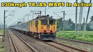 Dangerous 130 kmph TEJAS WAP5 Janshatabdi+Humsafar+ Karmabhoomi+Gurumukhi attacks Madhusudanpur - IR