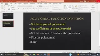 Part 4: Setting the Degree & coefficients of the Polynomial Function in Python