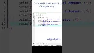 Learn C Programming: Calculate Simple Interest #CProgramming #CodingBeginner #SimpleInterest