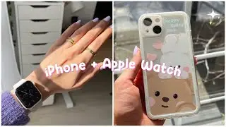 Unboxing iPhone 13 Starlight + Apple Watch 7 *cute aesthetic accessories*