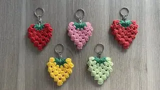 How to crochet a strawberry Keychain | Master Class | Amigurumi Ring