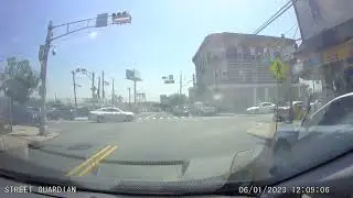 Cop cruiser hits lamp pole