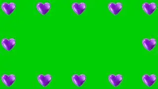 Animated 3D Purple love Heart border | No Copyright Green Screen effect 4K