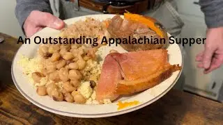 Supper - The BEST Ham Steak, Sweet Taters, Beans, Cornbread, Canned Coleslaw & Pumpkin Roll