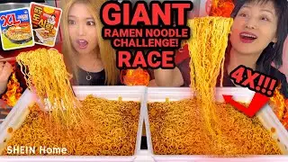 GIANT SPICY RAMEN NOODLES RACE EATING COMPETITION + Full week of eating!