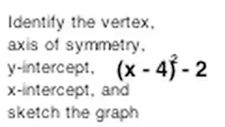 Find the Vertex, Axis of Symmetry, Y-Intercept, X-Intercept, and Graph