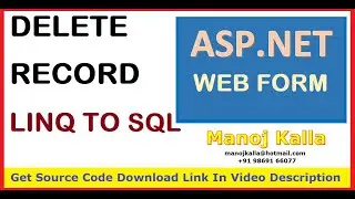 Delete Record using Linq To Sql | remove record linq to sql | delete linq to sql | asp.net c# linq