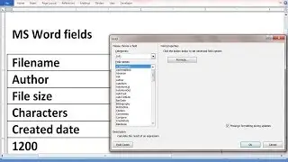 How to add dynamic fields in MS Word