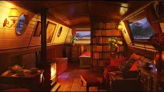 Houseboat Ambience - Gentle Rain Sounds Indoors for Sleep, Studying and Relaxation | 3 Hours