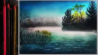 Soft pastels colours drawing for beginners and easy/ Beautiful  in Winter season/ Easy drawing