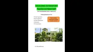 For Civil engineers//Master Estimator//Pre Programmed excel templates//Civil engineers guide.