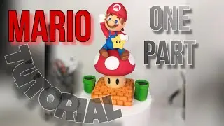 Fondant Mario + mushroom edible mass , sugar paste tutorial step by step free part of composition