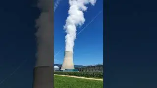 Goesgen nuclear power plant, cooling and transmission tower. Switzerland.