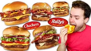 I tried every single BURGER from Checkers! WHICH IS THE BEST? - Rally's Full Menu Review!