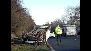 Overtaking Car Crash Caught on Camera Brecon A470 Only Walking Wounded