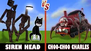 Siren Head & Cartoon Cat vs. Choo Choo Charles | Minecraft (HOLYY!)