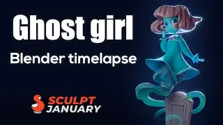 Blender sculpting and shading timelapse | Ghost girl | 2.82 alpha