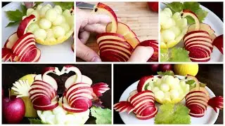 How to Make Apple Swan Garnish - Super Salad Decorations Ideas