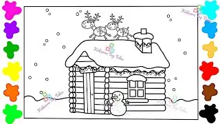 Peppa Pig Christmas Log Cabin Drawing And Coloring For Kids