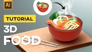 How to make 3D Noodles in Adobe Illustrator easily  |  Easy 3D