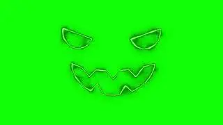 Halloween animation, silhouette of toxic colored Halloween jack with scary eyes Green Screen