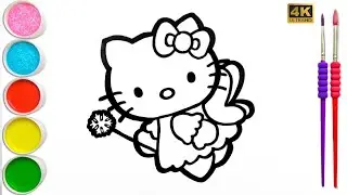 Cute Princess Hello Kitty Drawing, Coloring for kids | Easy step by step Sanrio Hello Kitty drawing