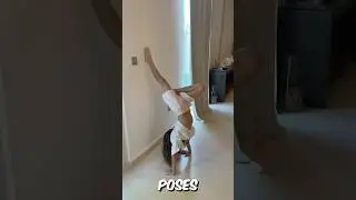 Learning handstand poses in gymnastics with the help of the wall