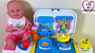 💖TOY KITCHEN cooking Food for BABY DOLL 🥘 Pretend Play Kids Children Playset