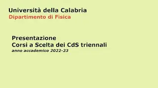 Presentazione corsi a scelta dei CdS triennali 2022