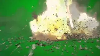 missile + explosion green screen footage