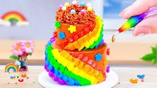 Beautiful Flower Rainbow Cake Recipe 😍 How To Decorate Rainbow Mini Cake 🌈 Mini Treats Baking