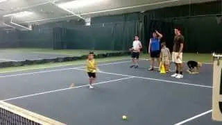 Maybe tennis is his thing?  If it involves running, he is into it!