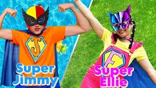 24 Hour Superhero Challenge Ellie vs Jimmy with DIY Costumes  | Ellie Sparkles Show