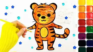 Как нарисовать ТИГРА СИМВОЛ 2022 ГОДА / Новогодние рисунки для детей красками