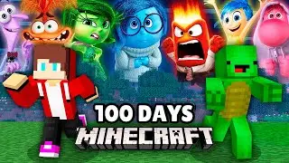 JJ and Mikey Survived 100 Days from Joy Disgust Fear Anger from Inside Out 2 in Minecraft Maizen