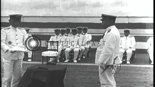 Commissioning ceremony on Japanese navy aircraft carrier Hiryu, near Yokosuka, Ja...HD Stock Footage