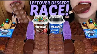 ASMR LEFTOVER DESSERT RACE! M&MS OREO CRUNCH CUPS, MINI MAGNUM ICE CREAM, BUBBLY CHOCOLATE, FERRERO