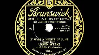 1933 Anson Weeks - It Was A Night In June (Harriet Lee, vocal)