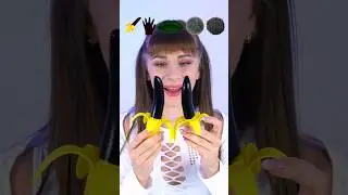 ASMR Emoji Black Food Gummy Banana Mukbang #shorts