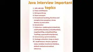 Java important topics for interview | Java interview questions #shorts #java #javatechinterview